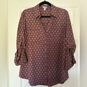 Express Women's Blouse with Geometric Design - Size Large